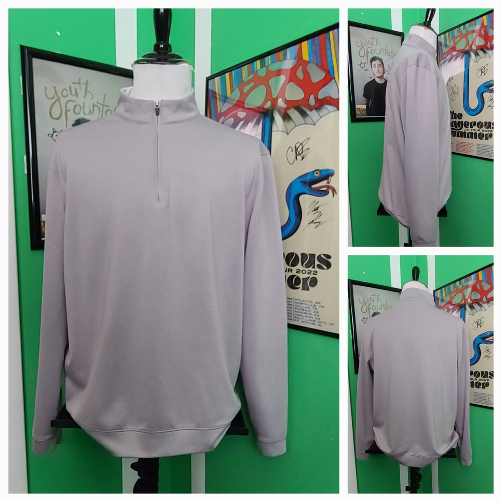 Johnnie-O Men’s XL Quarter Zip Pullover Quarry Gray Stretch Golf Sweater